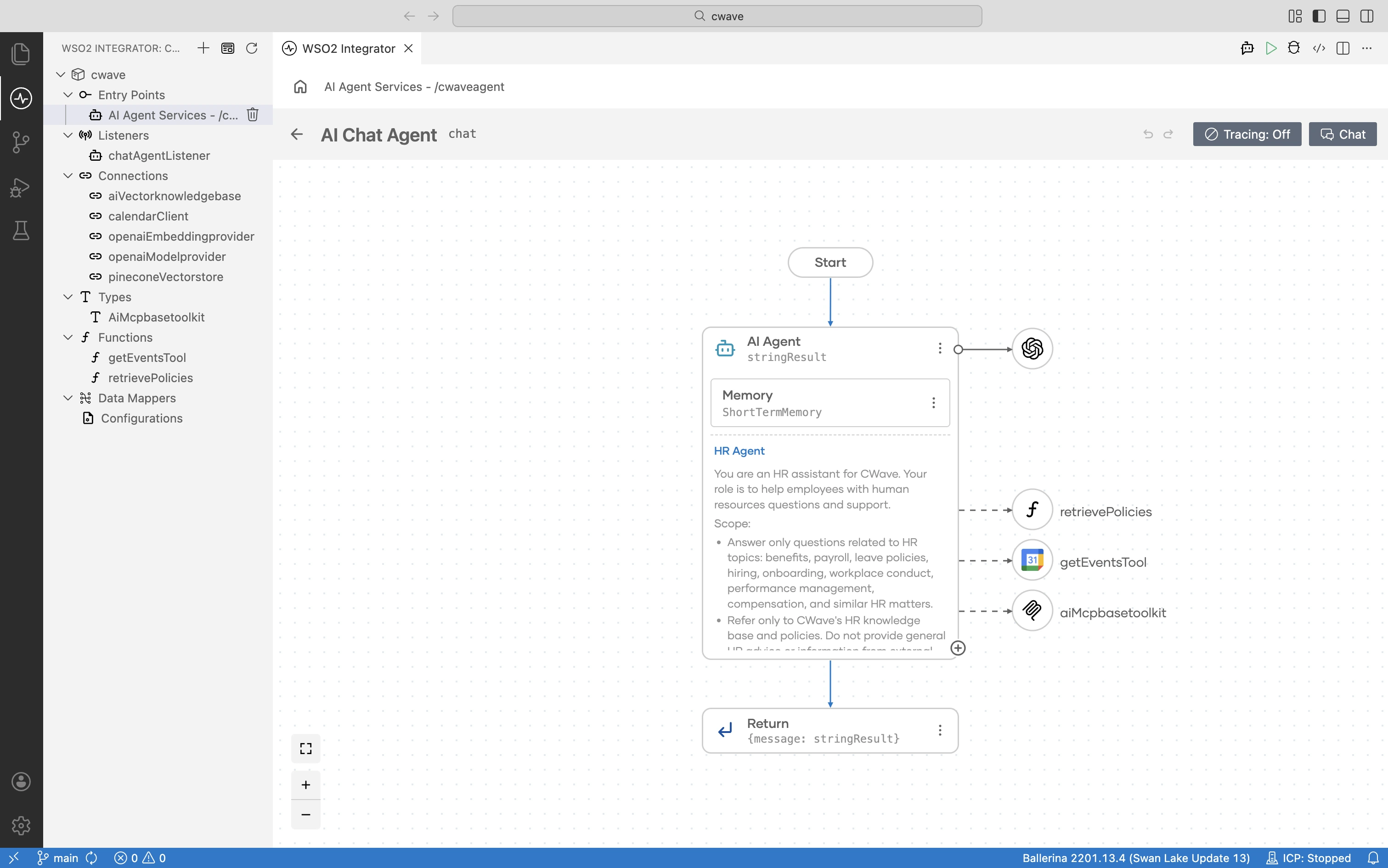 AI Agent builder interface