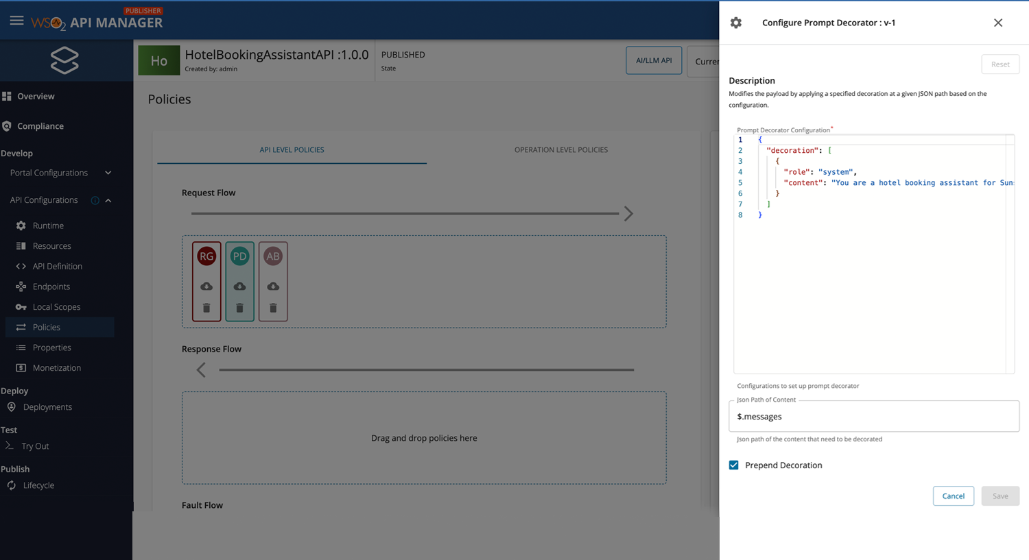 Prompt engineering with request/response mediation