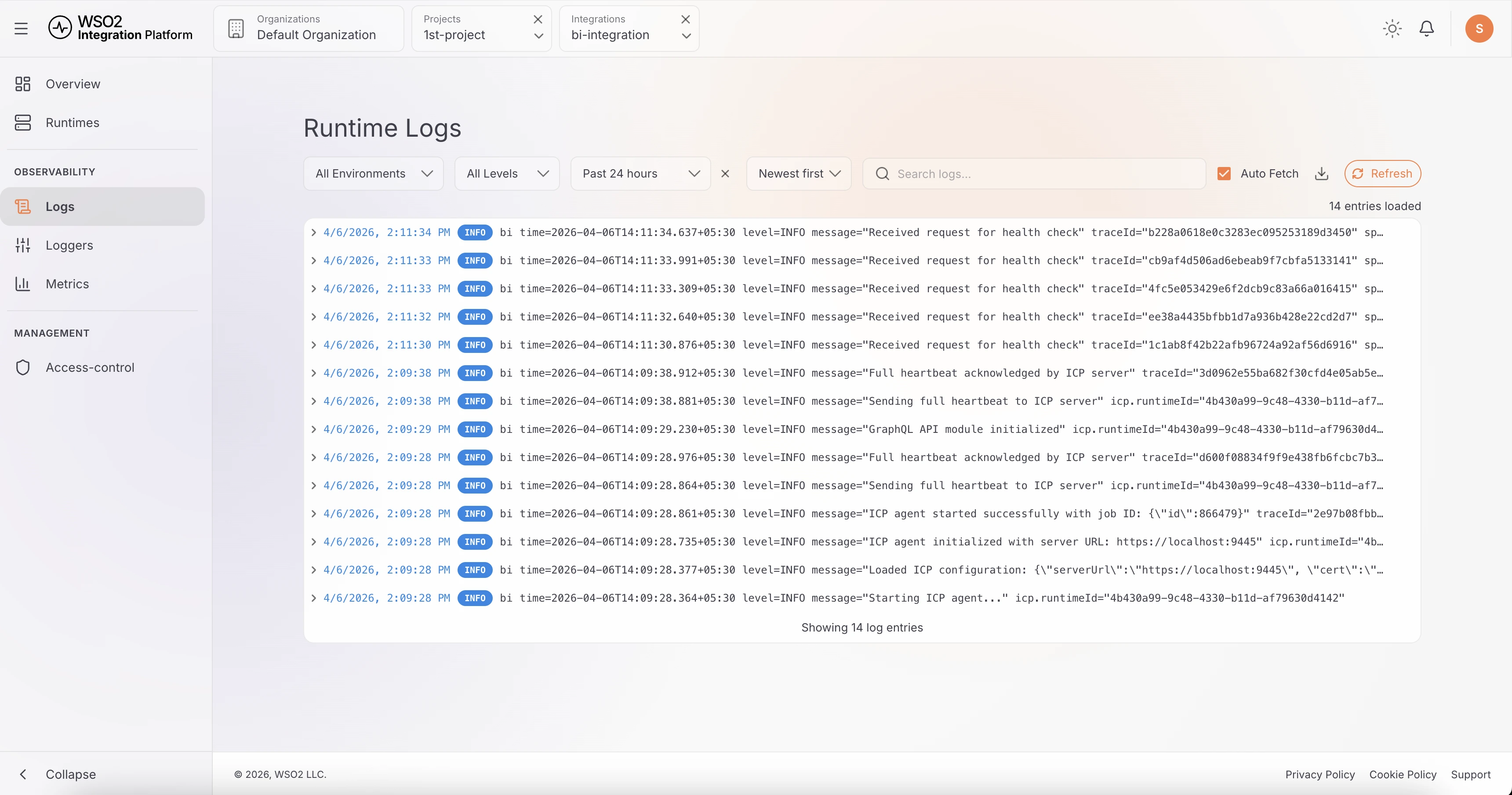 WSO2 integration control plane