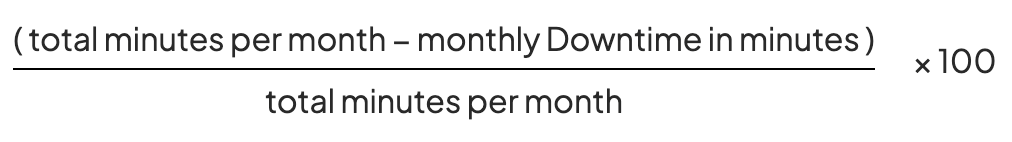 Monthly uptime percentage is determined by the following formula