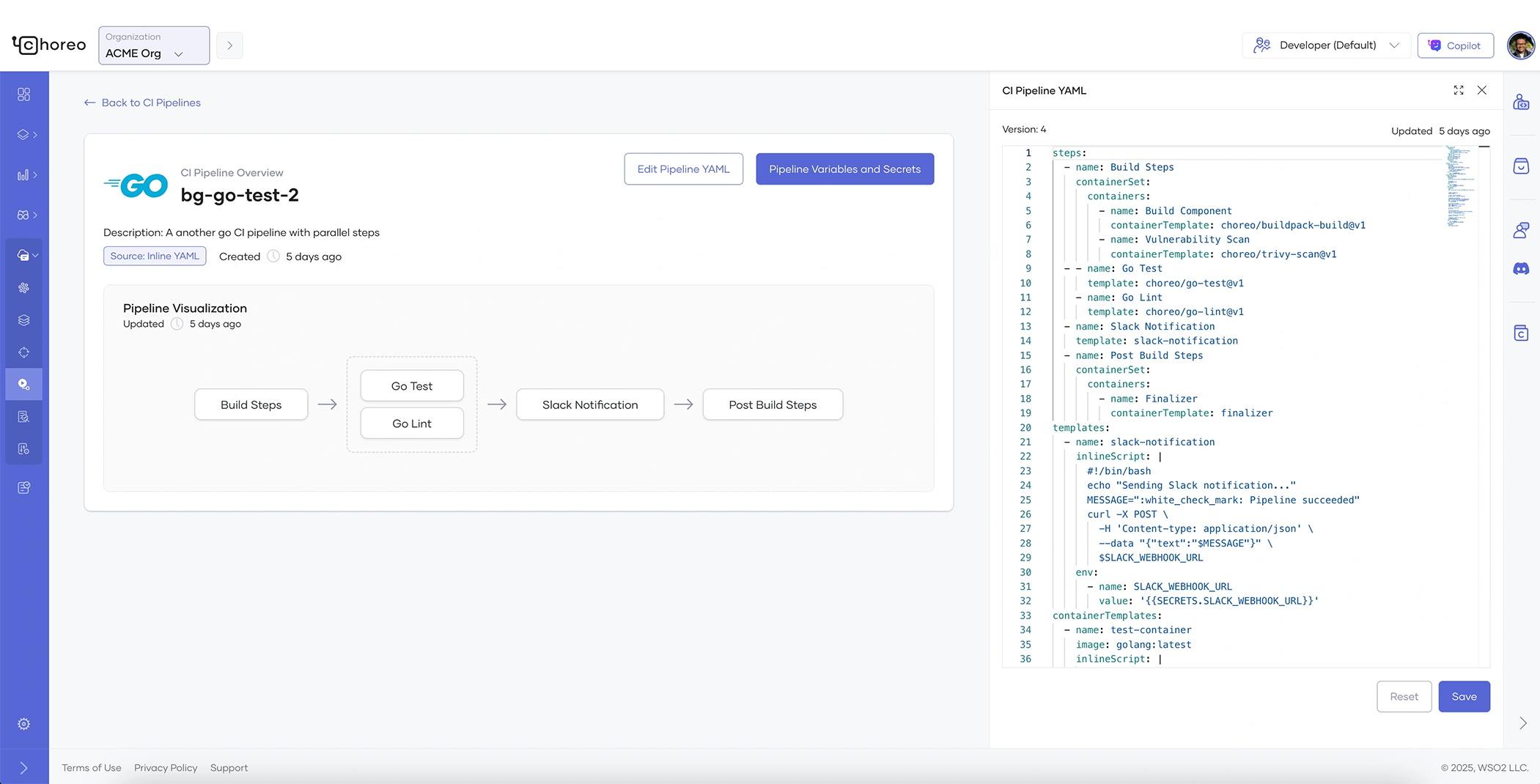Extensible CI/CD pipelines screenshot