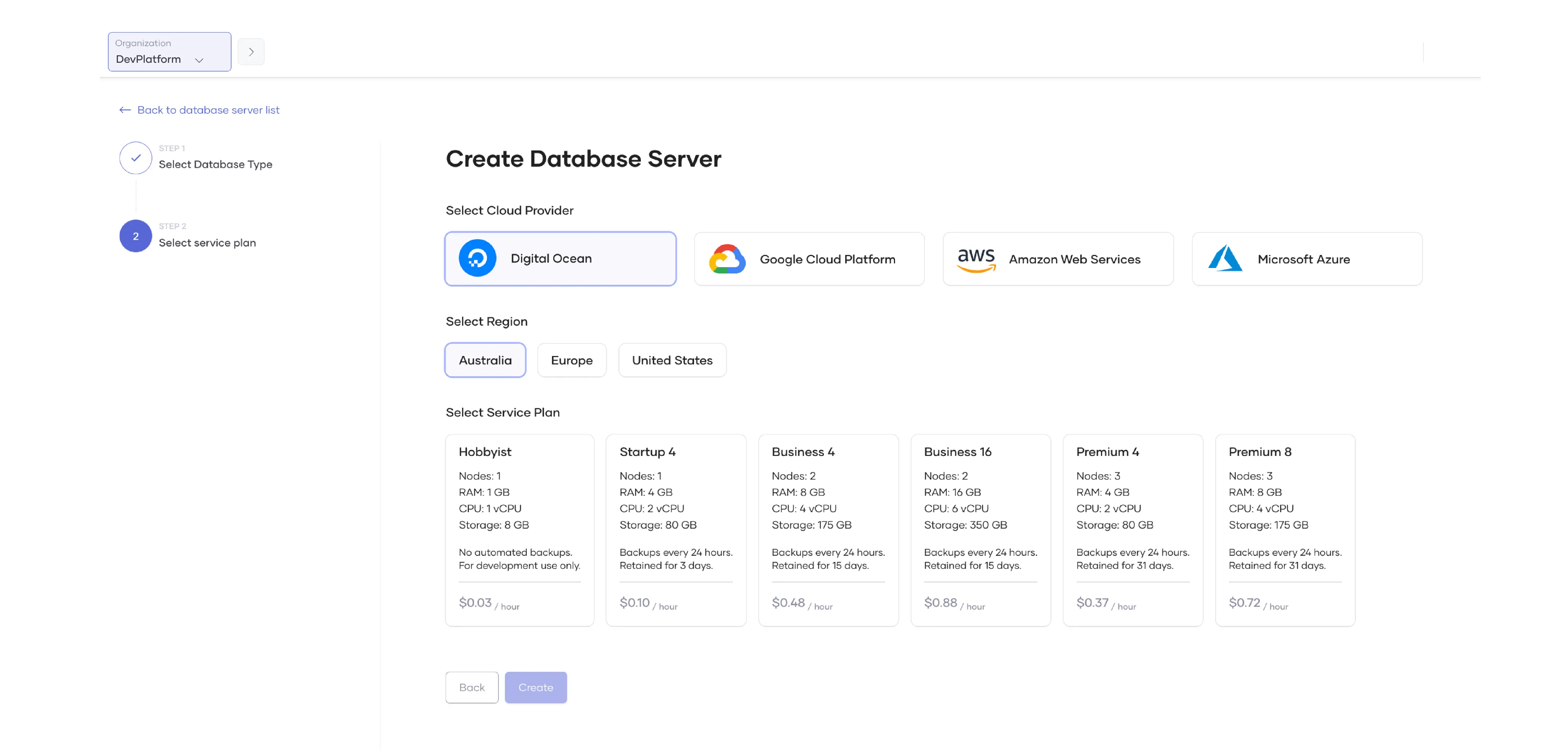 Database Creation and Provisioning